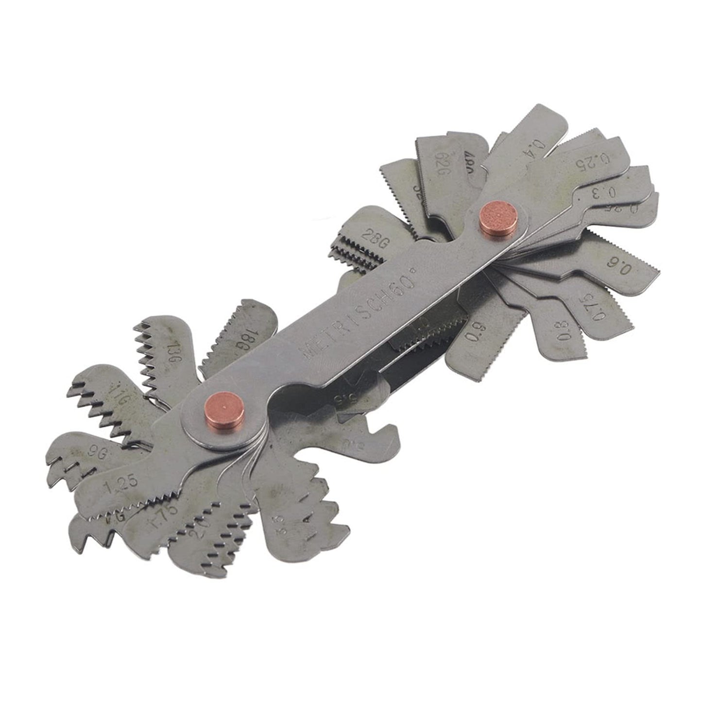 Calibrador de rosca, 51/52Pcs Métrico + imperial (52pc) Calibrador de rosca de acero inoxidable, Herramienta de medición de paso de tornillo de 60 y 55 grados(Metric+ imperial (52pc)) Calibradores