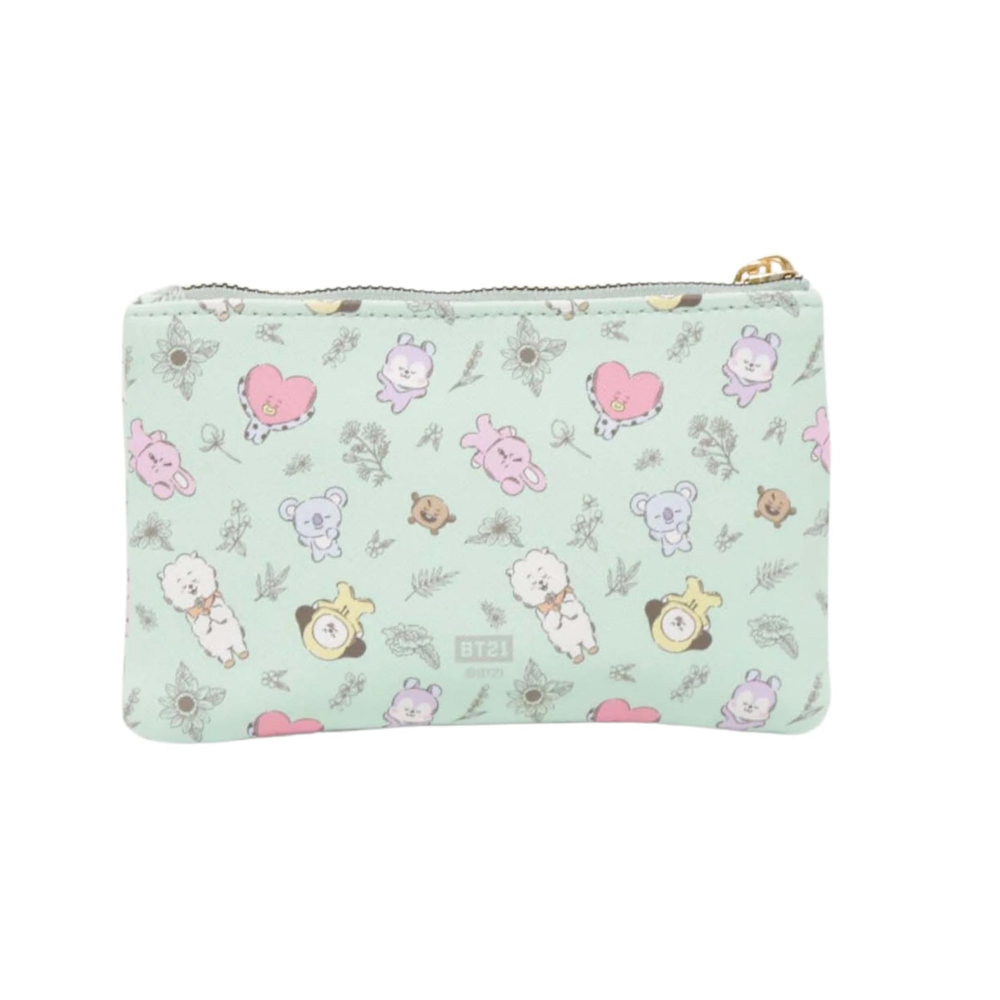 Impressions Vanity BT21 3-PC. Juego de bolsas de maquillaje con bolsas grandes, medianas y pequeñas, organización de maquillaje con bolsillo interior deslizante, material de PVC transparente, bolsa de