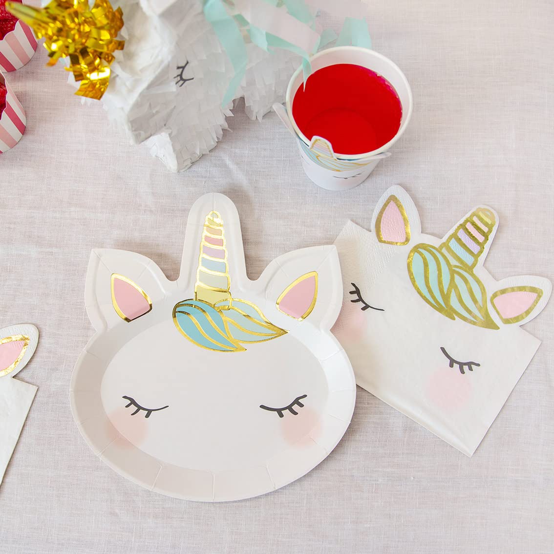Talking Tables Face We Heart Plato de unicornios (8 unidades, 1 diseño), uno multicolor