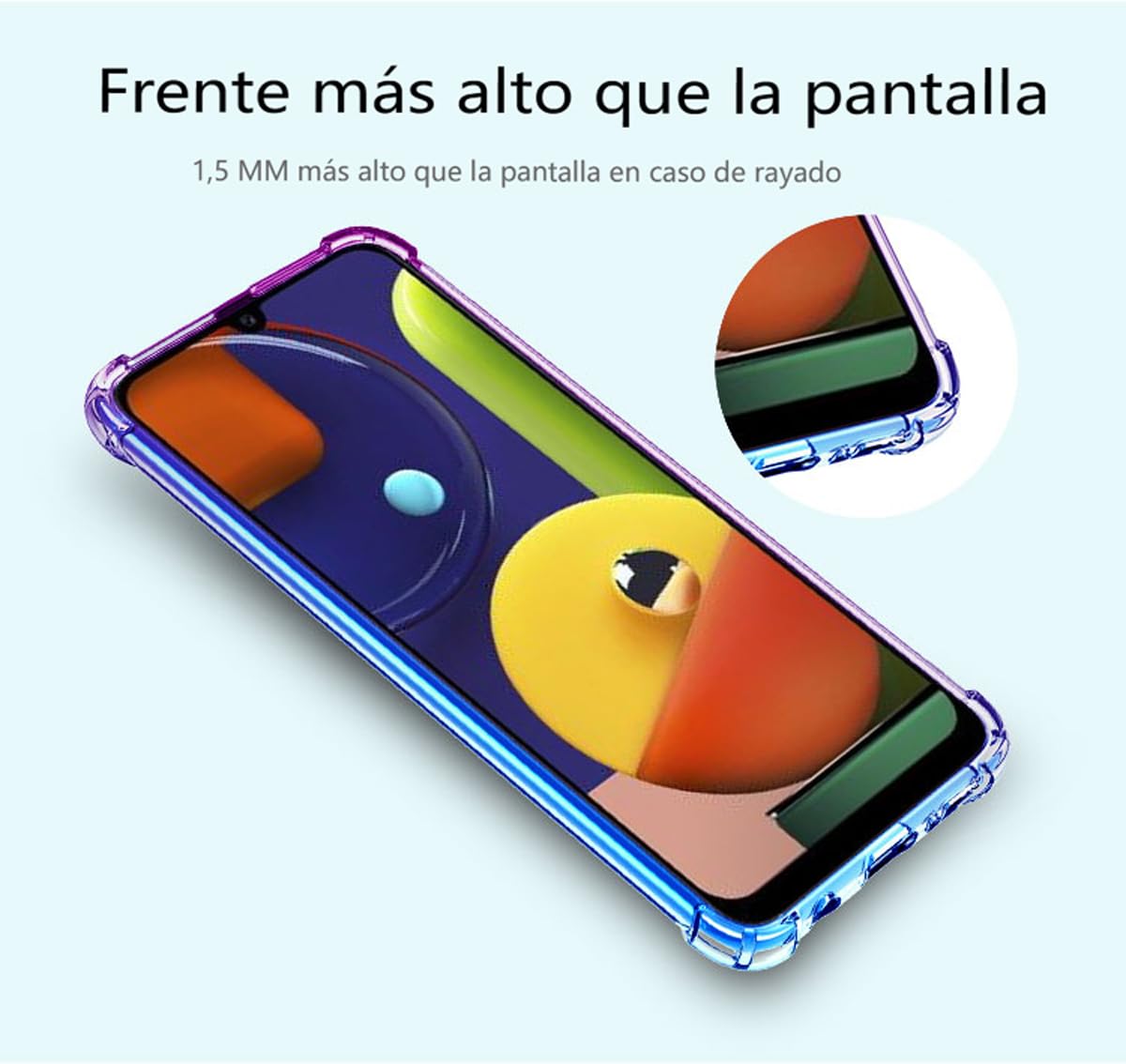 DABUNA Funda para Huawei P30 Case Uso Rudo,Transparente Colores Degradados Protectora de Cámara Anticaída Carcasa Bumper(Púrpura Azul)