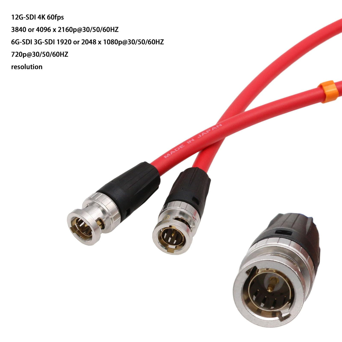 Cable Coaxial de Vídeo Canare Rojo SDI 4K 75 Ohmios para Monitor de Cámara ARRI Sony, 30cm Blindado y Flexible