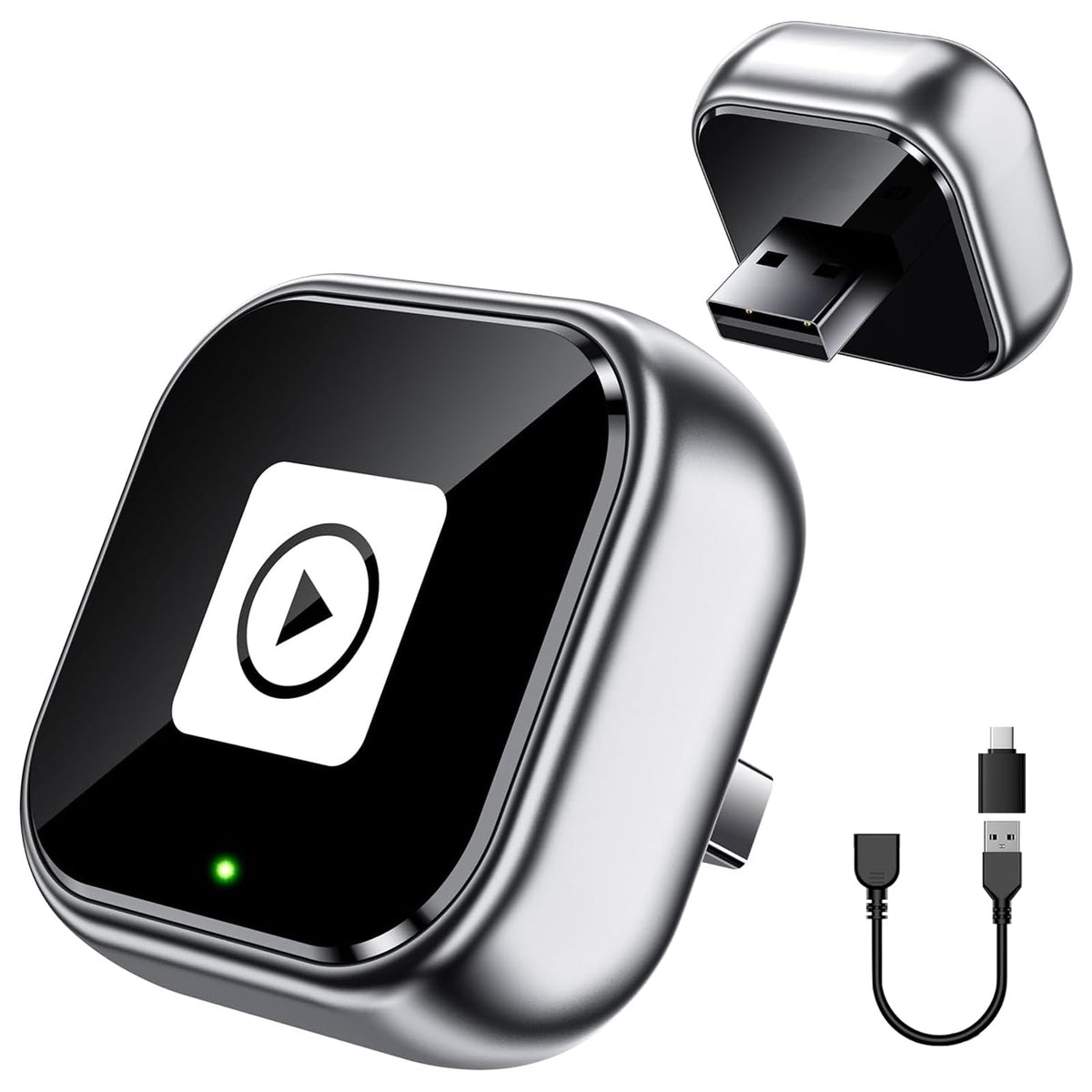 Adaptador Inalámbrico GOMITA Negro Conexión Rápida y Compacta para CarPlay y Android Auto con Puerto USB USB-C