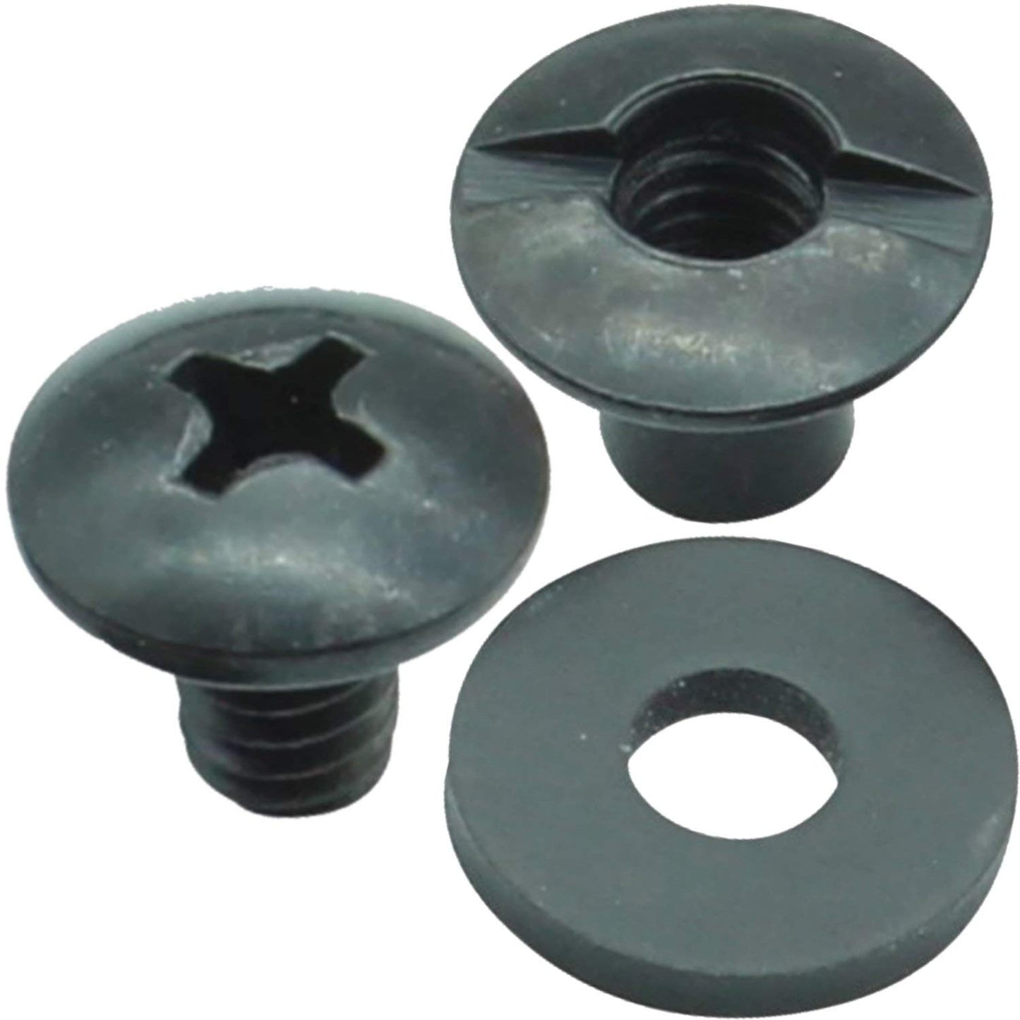 Tornillo negro Chicago – Kit de encuadernación de poste 1/8, 1/4, 3/8, 1/2 abierto ranurado trasero + arandelas de goma, Phillips Truss Head QuickClipPro Kydex funda de piel, Negro, 1/4" Flat Head - 10 Pack DBL-WASHER