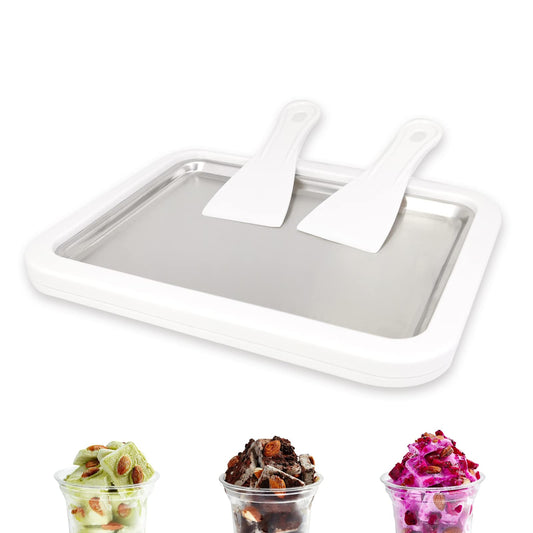 Máquina de helado instantánea, máquina de helado enrollado, sartén/rollo de gelatina instantánea, hecho en casa para divertirse actividades de padres e hijos, familias blancas