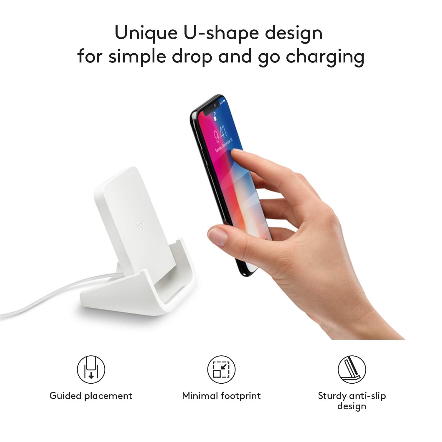 Logitech Soporte de Carga inalámbrico Alimentado para iPhone 8, 8 Plus, X, XS, XS MAX y XR