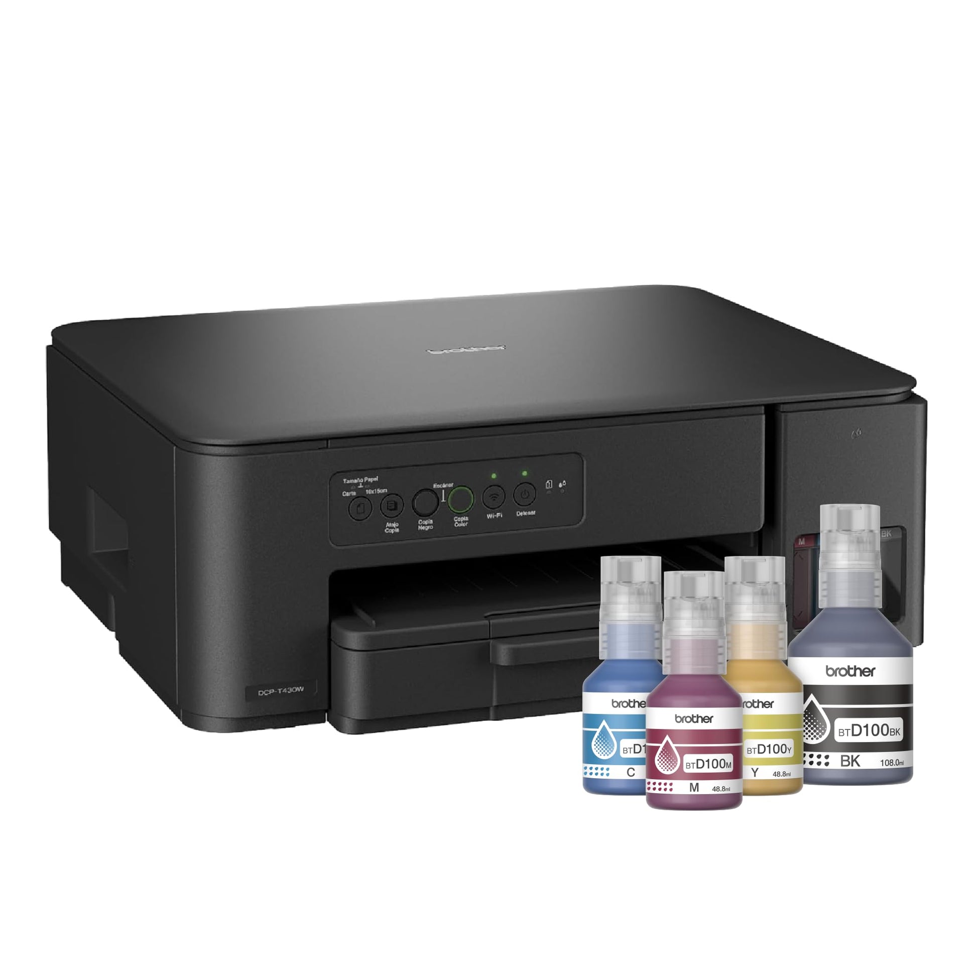 Brother Impresora Multifuncional 3 en 1 de Inyección de Tinta a Color DCPT430W | Tecnología InkBenefit Tank,Impresión Wi-Fi 5GHz,Tinta Recargable | Impresión 7,500 Págs.en Negro y 5,000 Págs.en Color