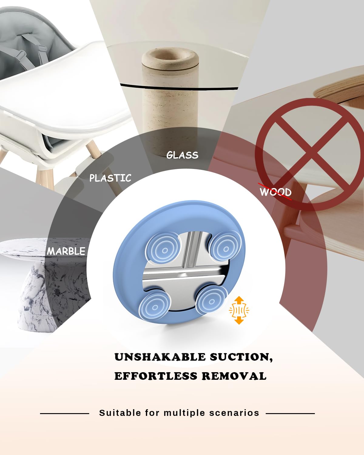Bakpoco - Plato de acero inoxidable para niños pequeños con succión, platos divididos de 9 pulgadas con mangas de silicona extraíbles para niños, no tóxico y última intervensión de BPA,