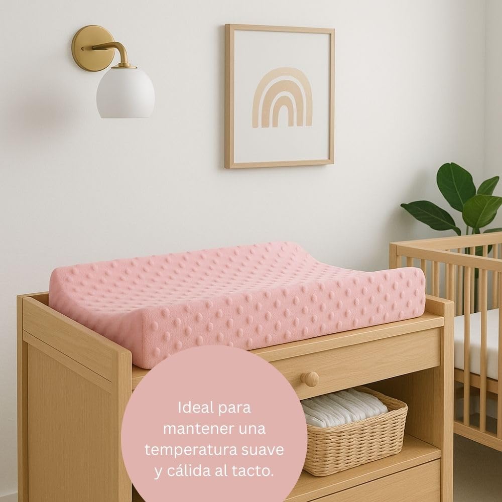 KidLuna Funda para Cambiador, Cálida y Suave al tacto, 100% Algodón Acolchado, 2 Piezas, Transpirable, Lavable a Máquina. (Rosa Gris)