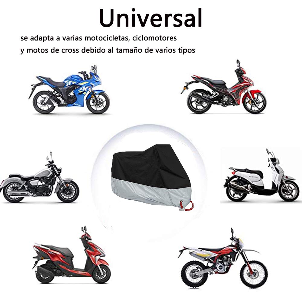Bronkey - Funda impermeable para moto, para uso exterior, color negro y plateado, talla 2XL
