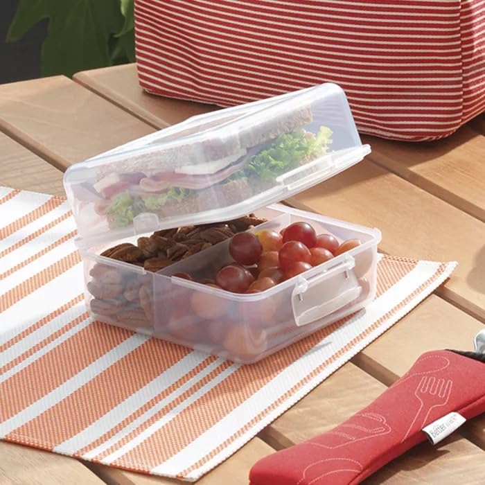 Betterware Doble Sandwichera, 3 Compartimentos Hexagonales, 15 x 15 x 10 Cm, Acero Inoxidable, Cierre Seguro con Pestillo o Broche de Presión, Lavado a Mano, 1 Pieza