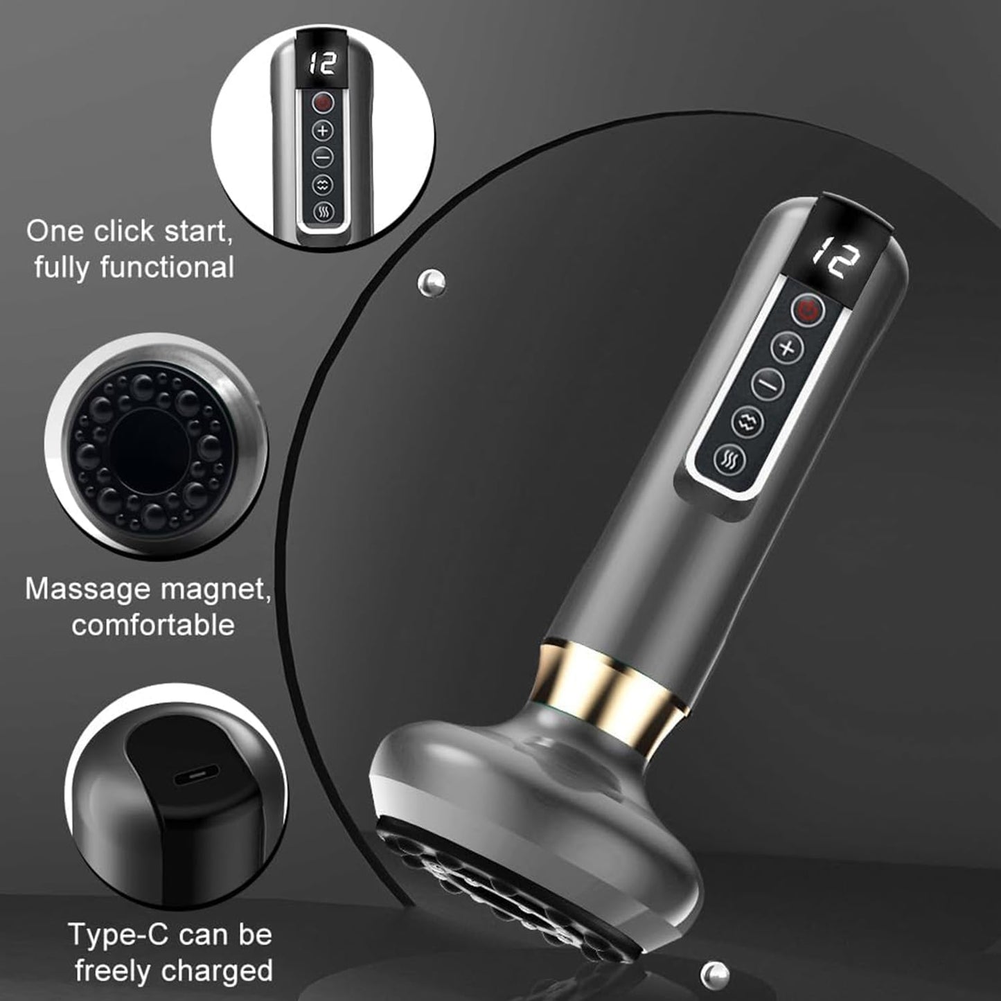 Masajeador anticelulitico,Bluile Cellulite Massager,Varially Anti Cellulite Massager,12 Niveles Removedoras De Grasa EléCtrica Con,for Cintura, Brazos Y Piernas (Gris)