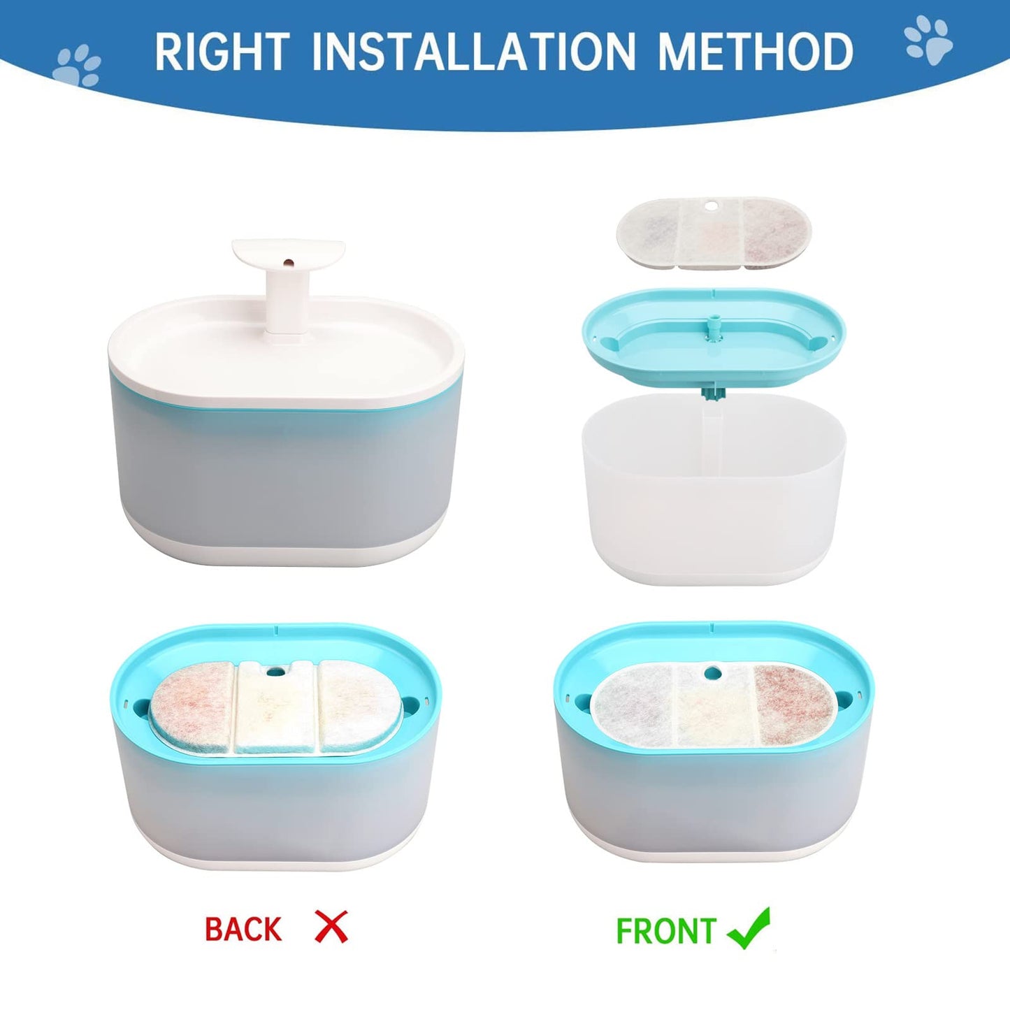 Paquete de 10 Filtros de Reemplazo Samnija Compatibles con Dispensador de Agua PETLIBRO 77 oz/2.1L para Perros