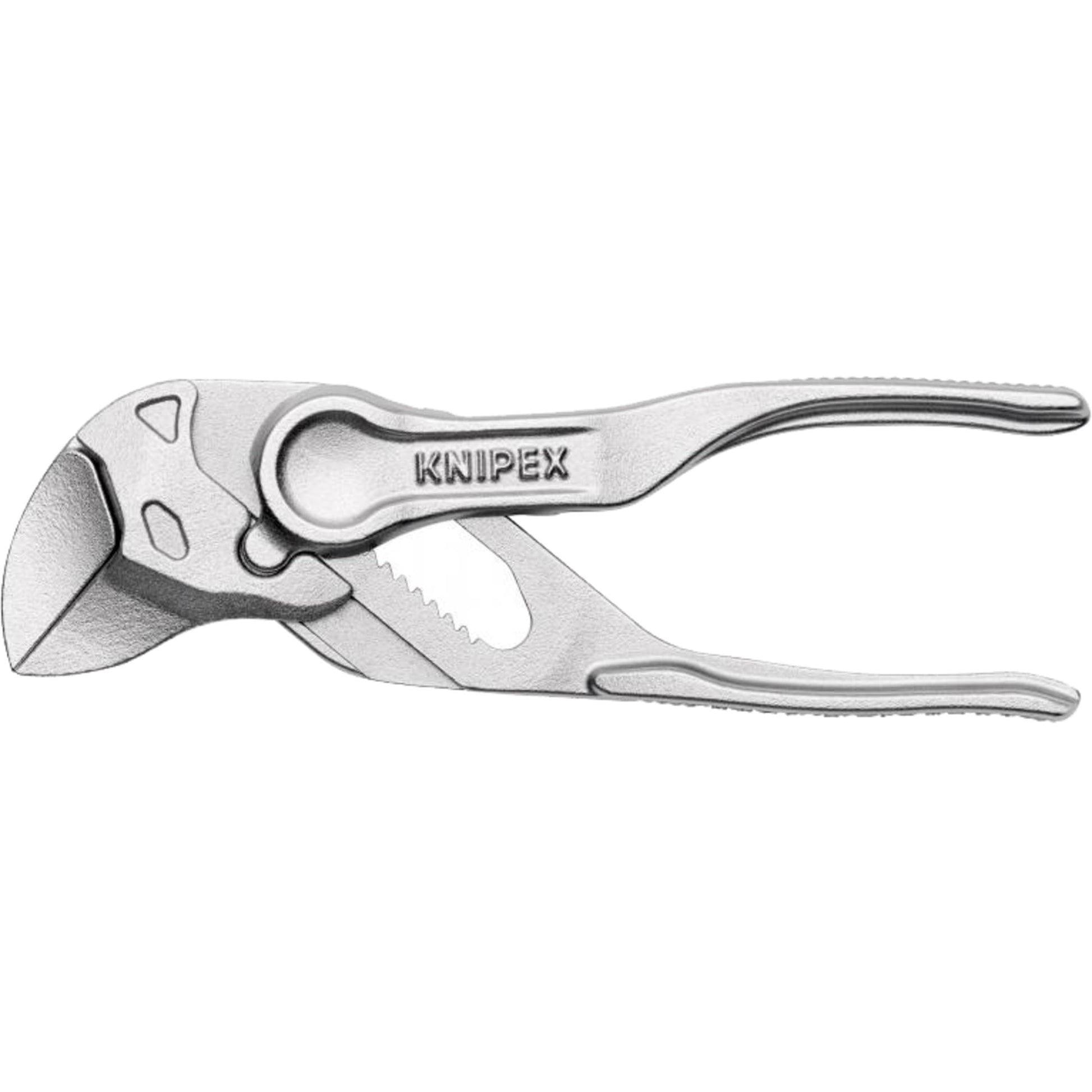 KNIPEX Llave de alicates XS, cromada, 100 mm, empuñaduras continuas hasta 21 mm, llave de alicates pequeña, Edc, 86 04 100