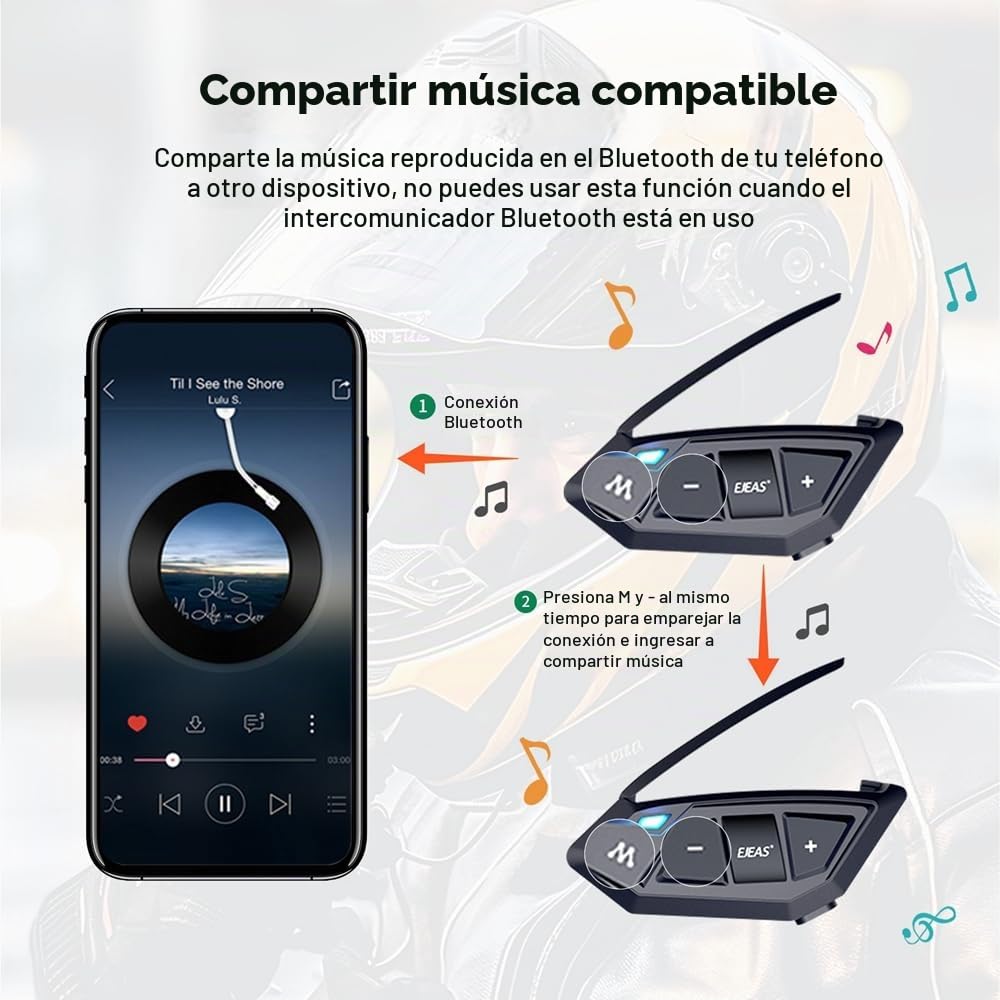 Intercomunicador Bluetooth iSunergy MS20 2000m Negro Universal para Motocicleta y Auricular con FM (2 Pack)
