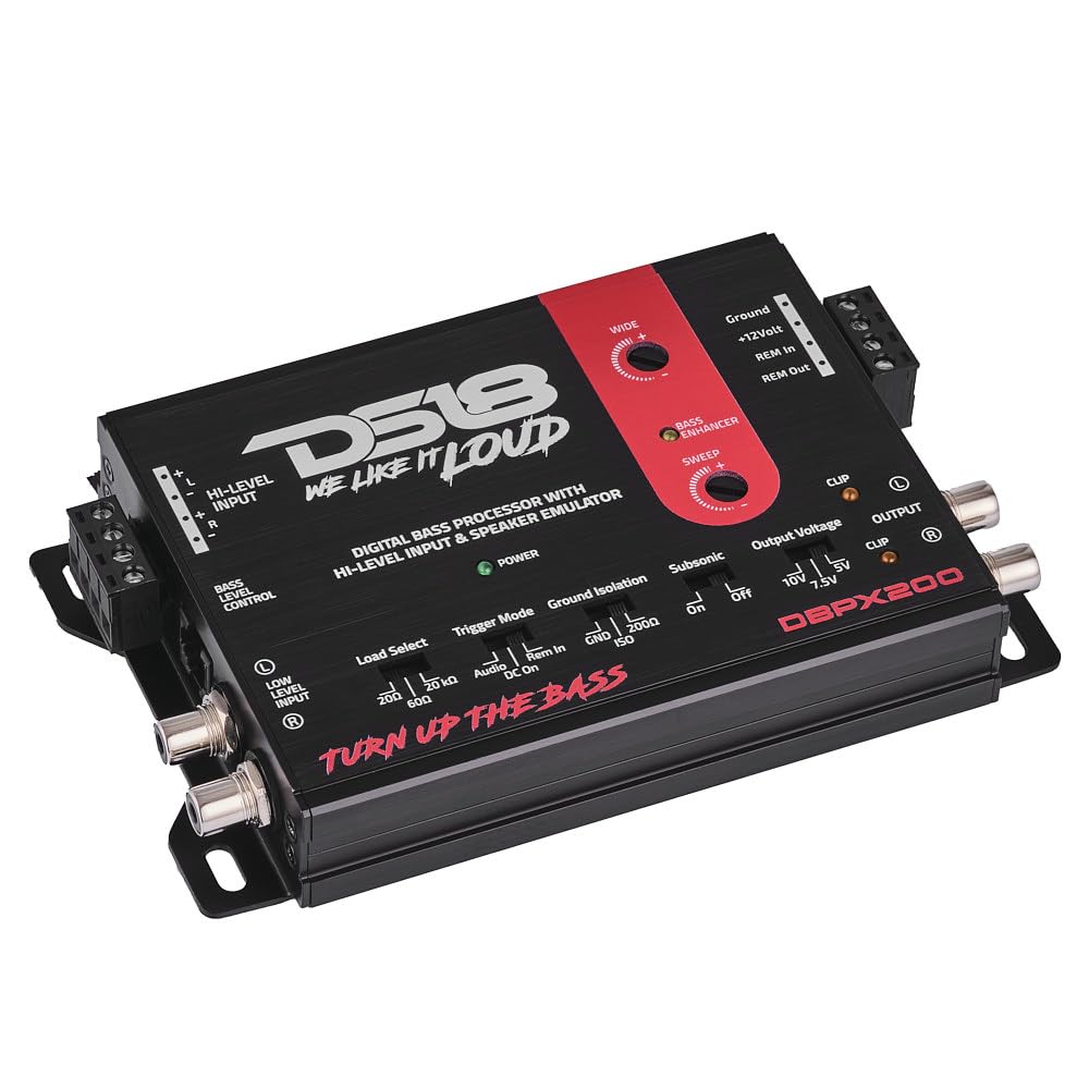 DS18 DBPX200 Procesador Digital de Graves con convertidor de señal de Alta a Baja y emulador de Altavoces, procesador de restauración de Graves Digitales, Entrada/Salida de preamplificador de 2