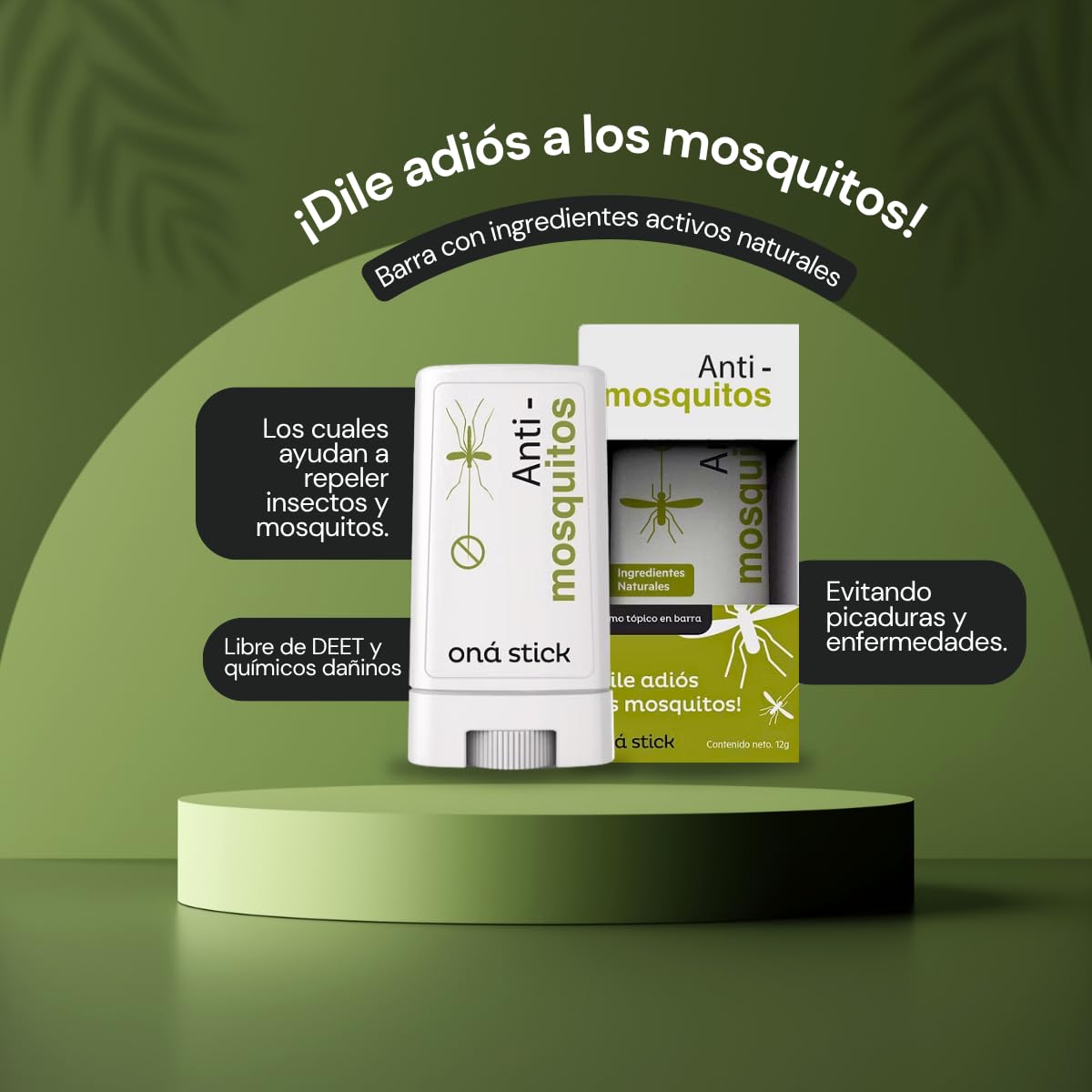 Paquete de 2 Repelente de Mosquitos en Barra Anti-mosquitos Ingredientes Naturales Libre de DEET