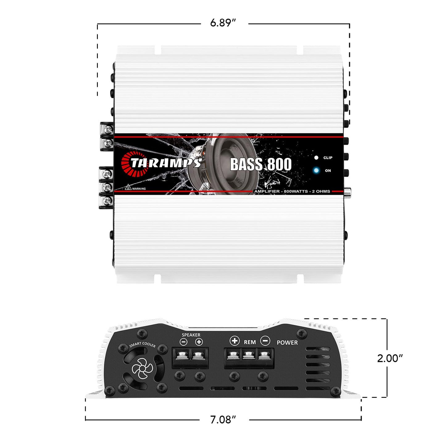 Amplificador Monobloque Taramps Bass 800 2 Ohmios 800 Vatios Rms para Carro