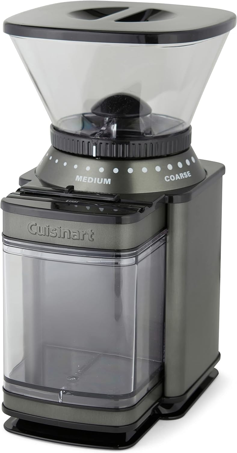 CUISINART - Molinillo de café, rebabas eléctricas de un solo toque con selector de molienda de 18 posiciones, acero inoxidable, DBM-8BKSP1, negro