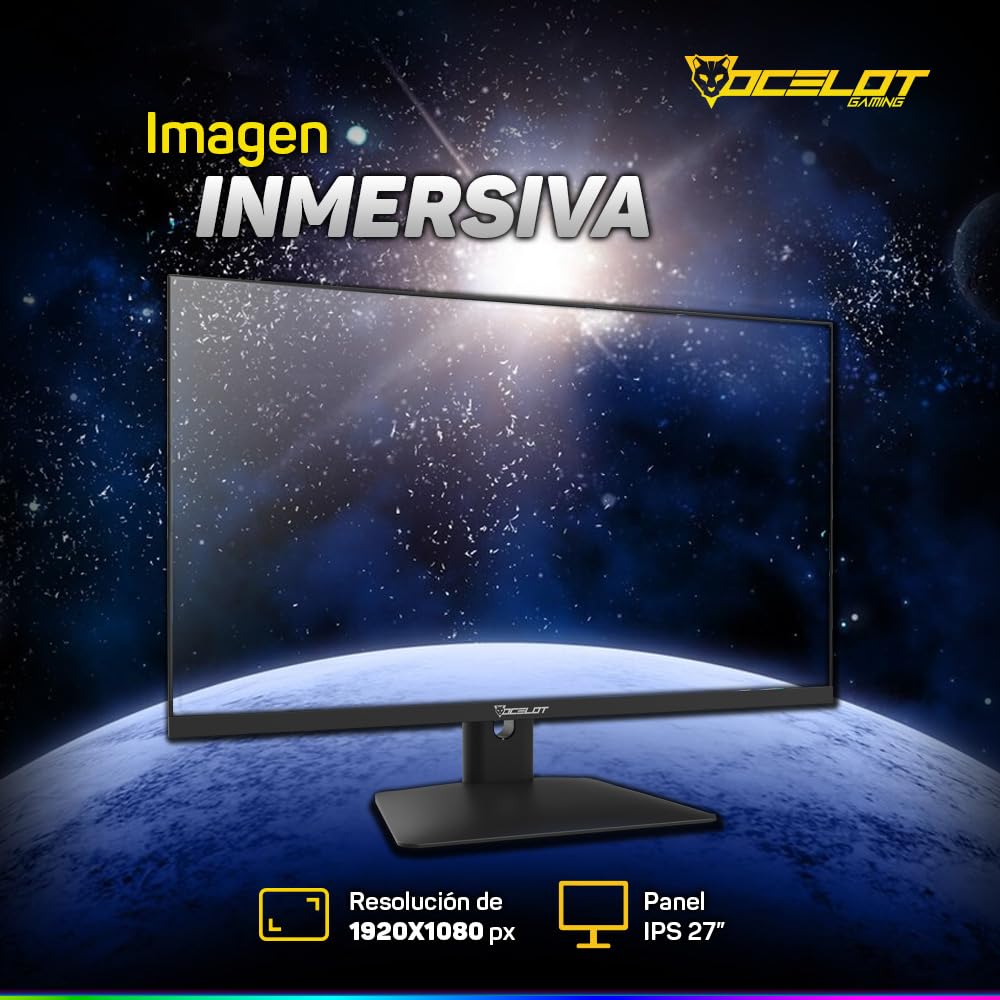 Monitor Gamer Ocelot Gaming IPS 27 Pulgadas Full HD 240Hz Freesync HDMI DP