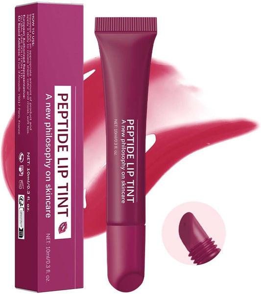 Lip Jam Brillo de Labios Hidratante Labial Voluminizador Bálsamo Labial de Larga Duración Tinte Labial Transparente Hidratante con Péptidos para Mujeres y Niñas, Labios No Pegajosos (4#)
