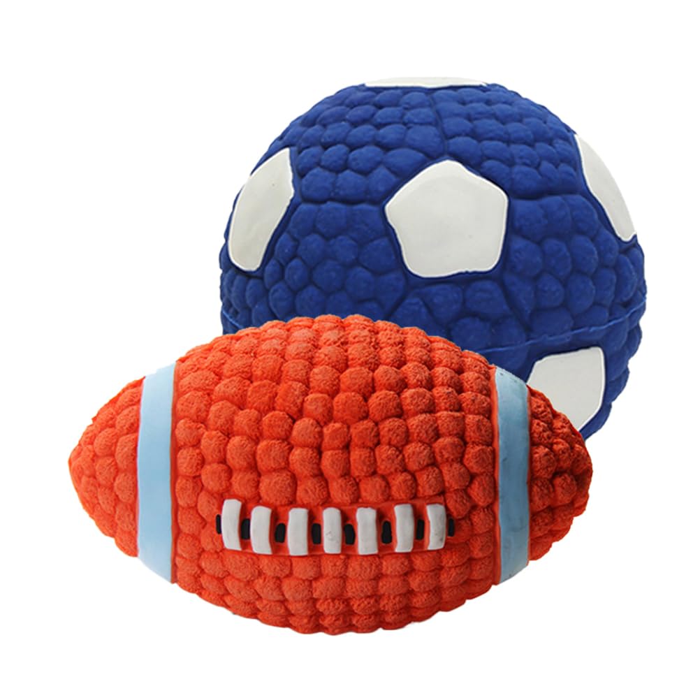FOMIYES 2 Piezas balones de fútbol para Perros Masticar Perro fútbol Americano Juguetes para Perros Grandes Juguete para Masticar Mascotas vocalizar Cachorro
