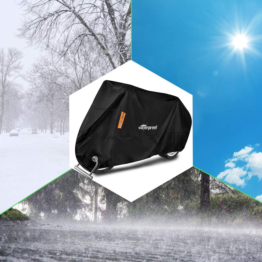 HomeChi Funda para Motocicleta, Cubierta para Motocicletas de Protección Moto Cover Impermeables contra el Polvo de Nieve UV con Bolsa de Almacenamiento de Gran Orificio de Bloqueo para Honda, Yamaha