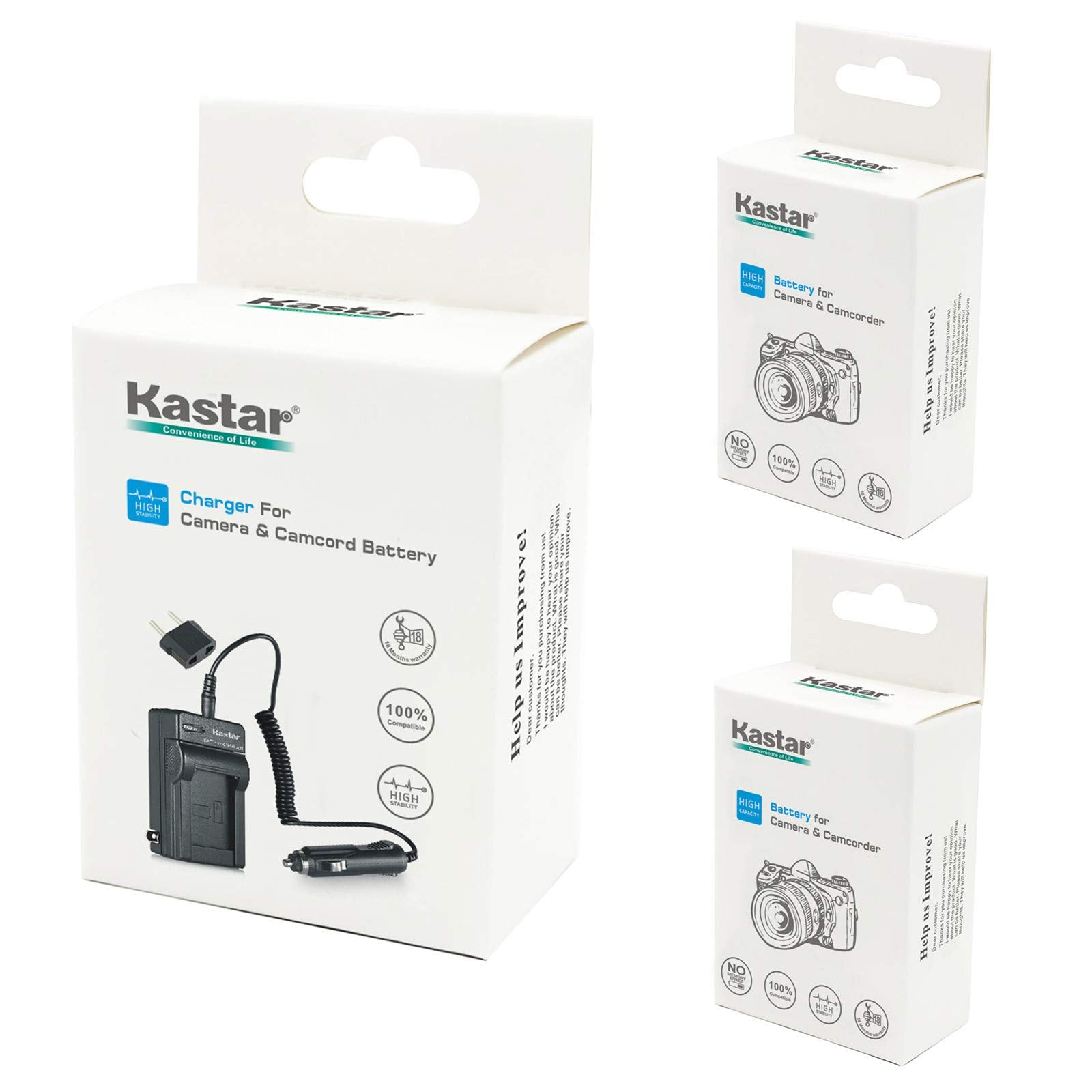 Kastar (2-Pack) y kit de cargador de batería para Fujifilm NP-50, Kodak KLIC-7004, Pentax D-LI68 trabajo con Fujifilm FinePix F50fd, F60fd, F70EXR, F72EXR, F75EXR, F80EXR, F85EXR, F100fd F200EXR, F200EXR, F300EXR, F305EXR, F500EXR, F505EXR, F550EXR, F600E