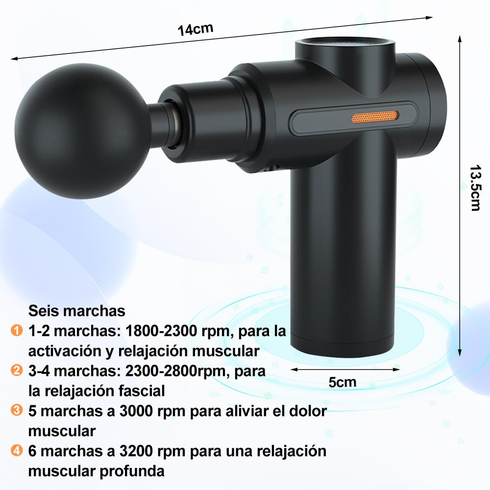 Pistola De Masaje Eléctrico Muscular Masajeador 4 Cabezales de Masaje para Relajar Los Músculos Aliviar el Dolor Para Musculos Ligamentos y Tejidos Masaje Profesional (Negro)