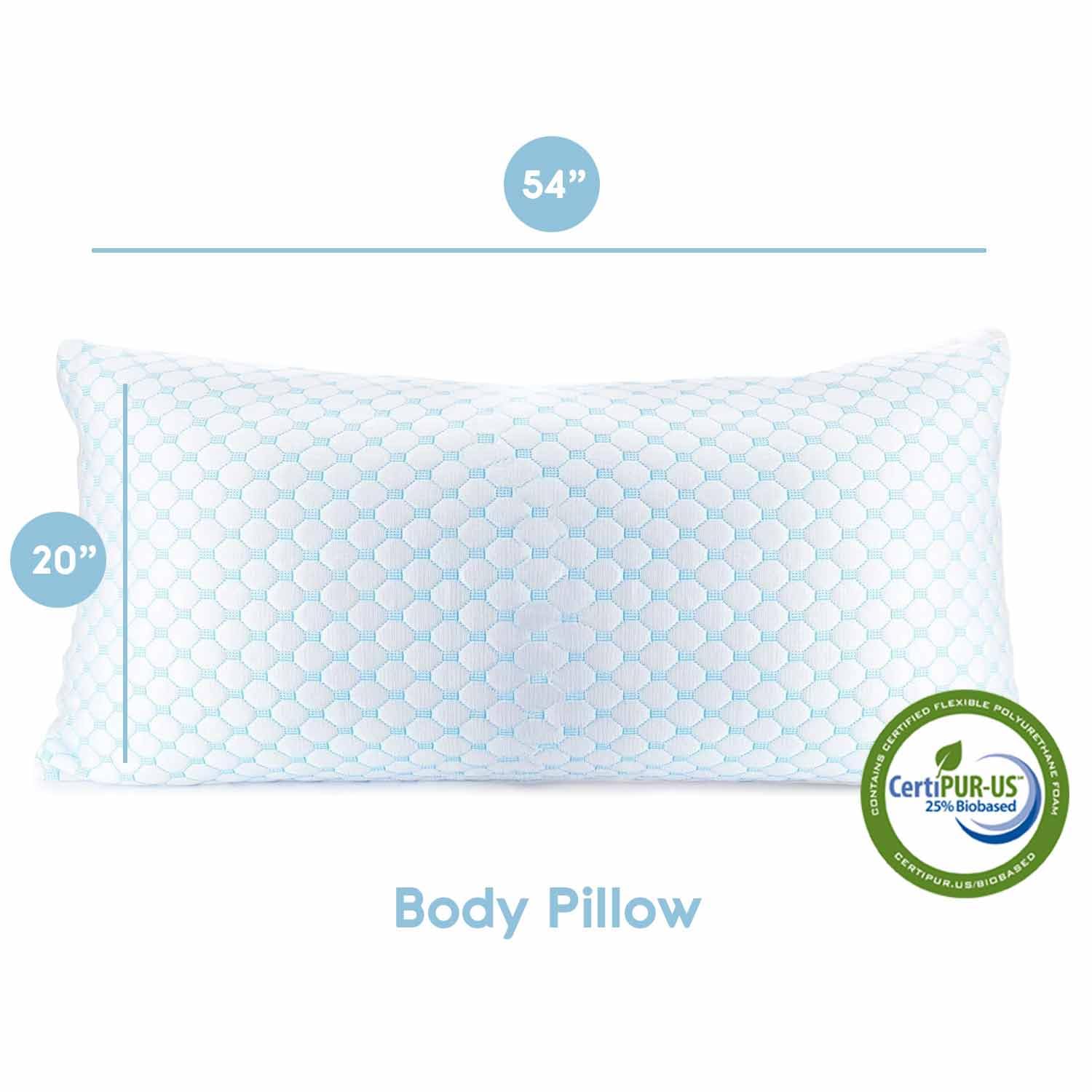 Almohada Corporal Nestl Azul con Reducción de Calor y Humedad, Espuma Viscoelástica y Gel, Ajustable y Lavable