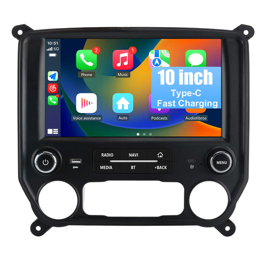 Radio de Coche Android 13 para Chevrolet Silverado/GMC Sierra 2014-2019 10 Pulgadas Inalámbrico CarPlay DSP WiFi SWC Tipo C Carga Rápida