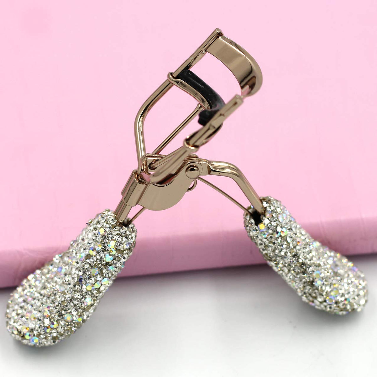 Bestbling Bling Bling - Rizador de pestañas de maquillaje con almohadillas de presión de silicona y resorte cargado para no pellizcar ni tirar (plata)