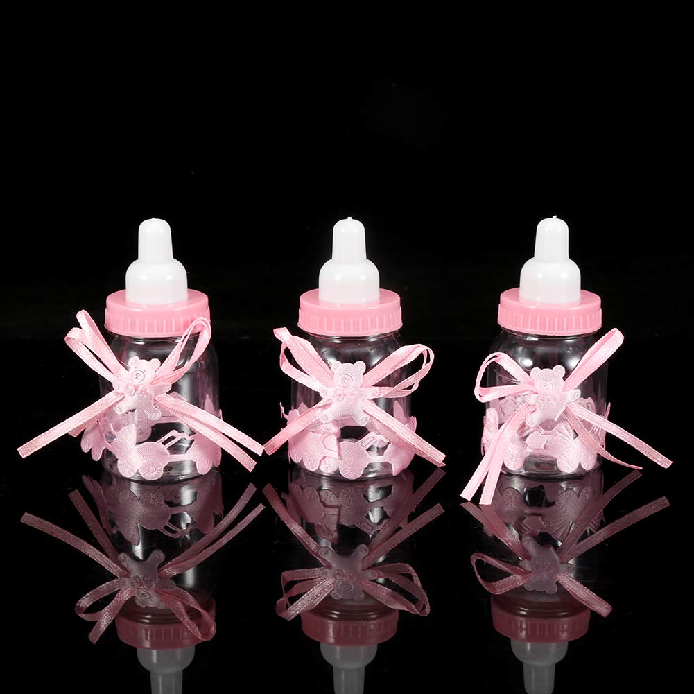 Biberón Decorativo Qiilu Rosa Cajas Anuncio de Bebé de Plástico 24 Piezas para Baby Shower