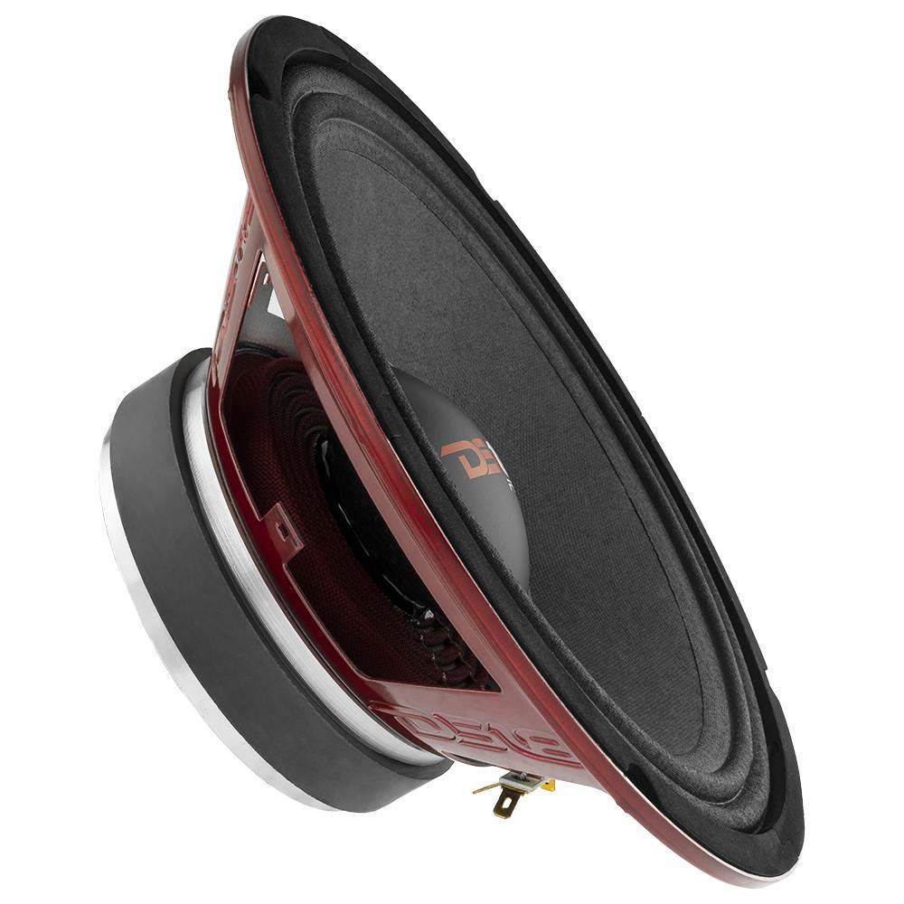 DS18 PRO-X10.4M - Altavoces de Puerta de Audio de Alta Calidad para Coche o camión (10 Pulgadas, Rango Medio, Cesta de Acero Rojo, 600 W máximo, 300 W RMS, 4 Ohmios)