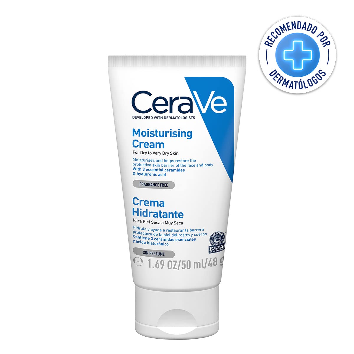 CeraVe Cerave crema hidratante |50ml| hidrante diario para rostro y cuerpo para piel seca + Limpiadora Hidratante |473ml| Limpiador facial diario para piel seca | Libre de fragancia