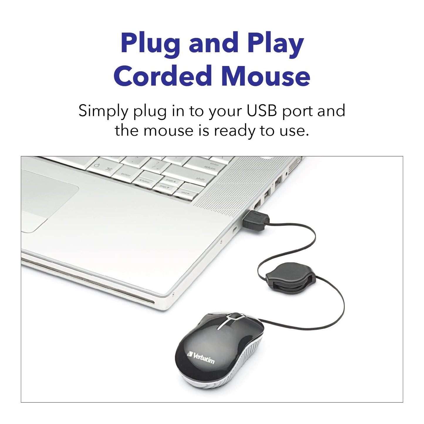 Mouse óptico Verbatim Mini USB-A Plug & Play Negro para computadora