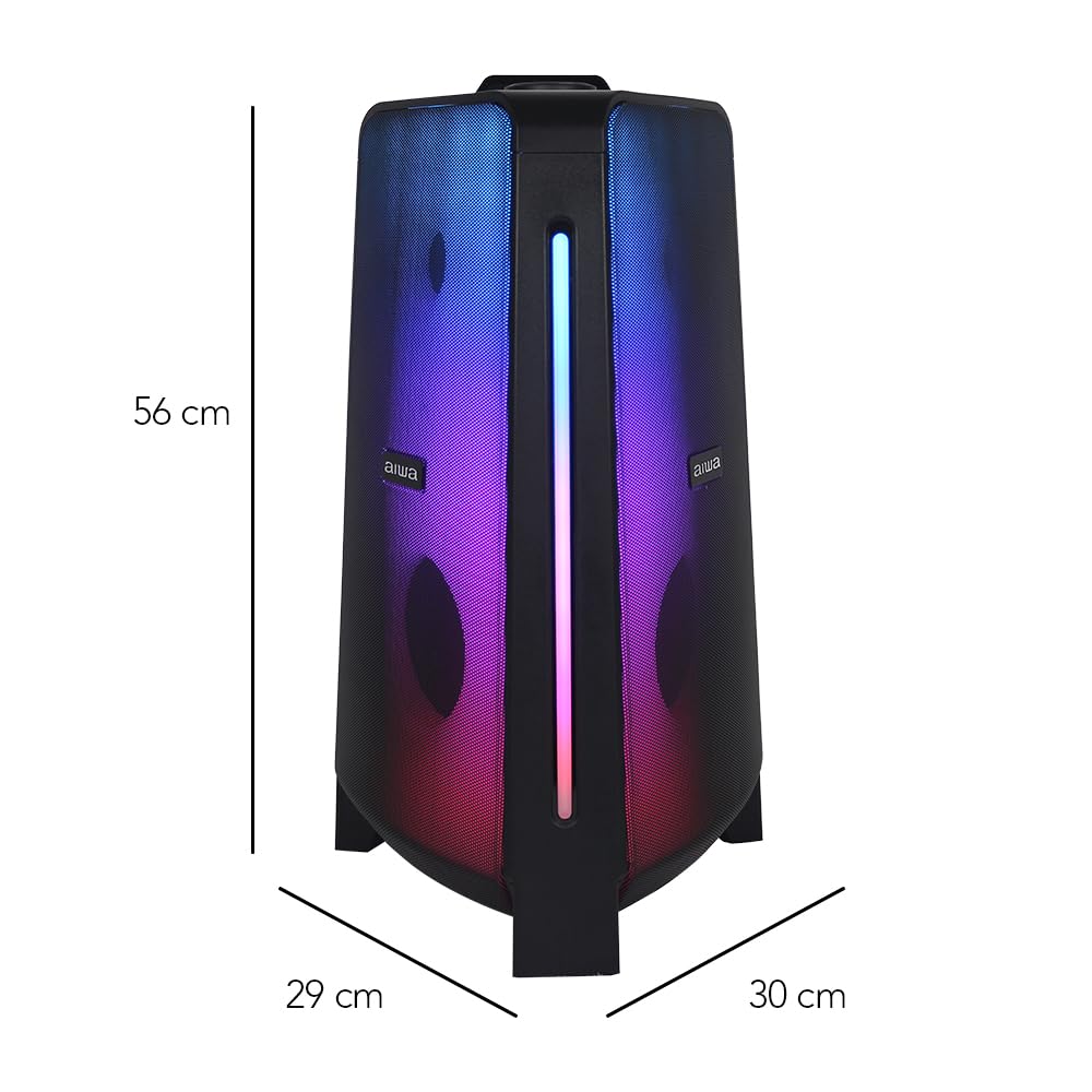 Bocina Portátil Aiwa Negro Doble Woofer con Bluetooth y Luces LED