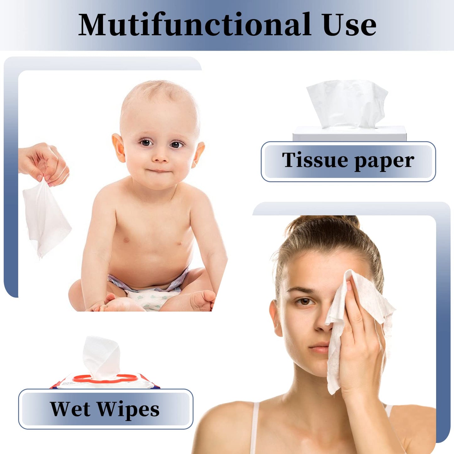 Dispensador de toallitas para bebé, soporte para toallitas de pañales con tapa, contenedor recargable con diseño de sellado, caja de almacenamiento para toallitas desechables para baño, mantiene las toallitas frescas, fácil de abrir y cerrar