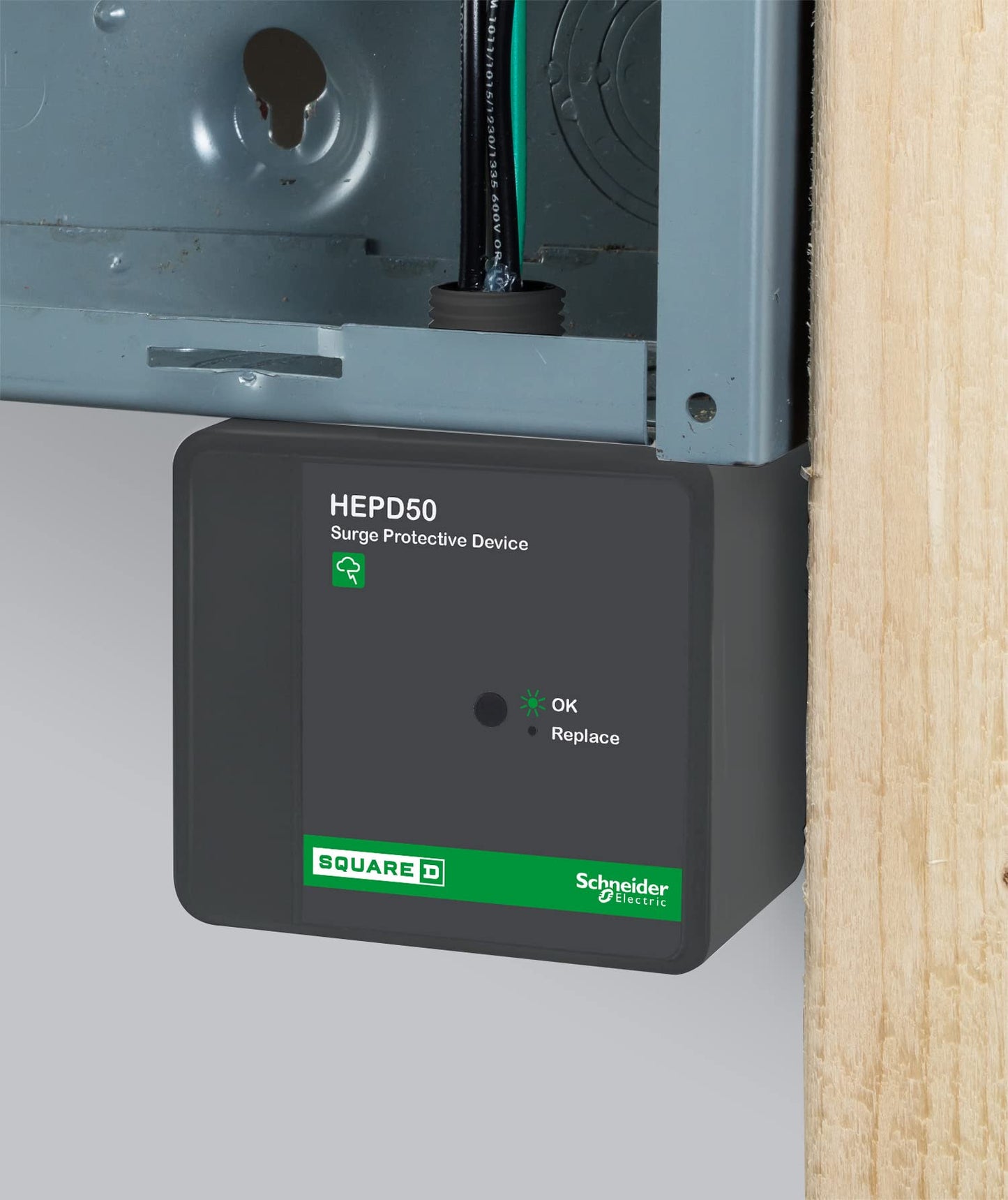 Square D HEPD50 Dispositivo Universal de protección contra sobretensiones para Toda la casa, 1 Fase, 3 Cables para 120/240 V, 50 kA, Negro