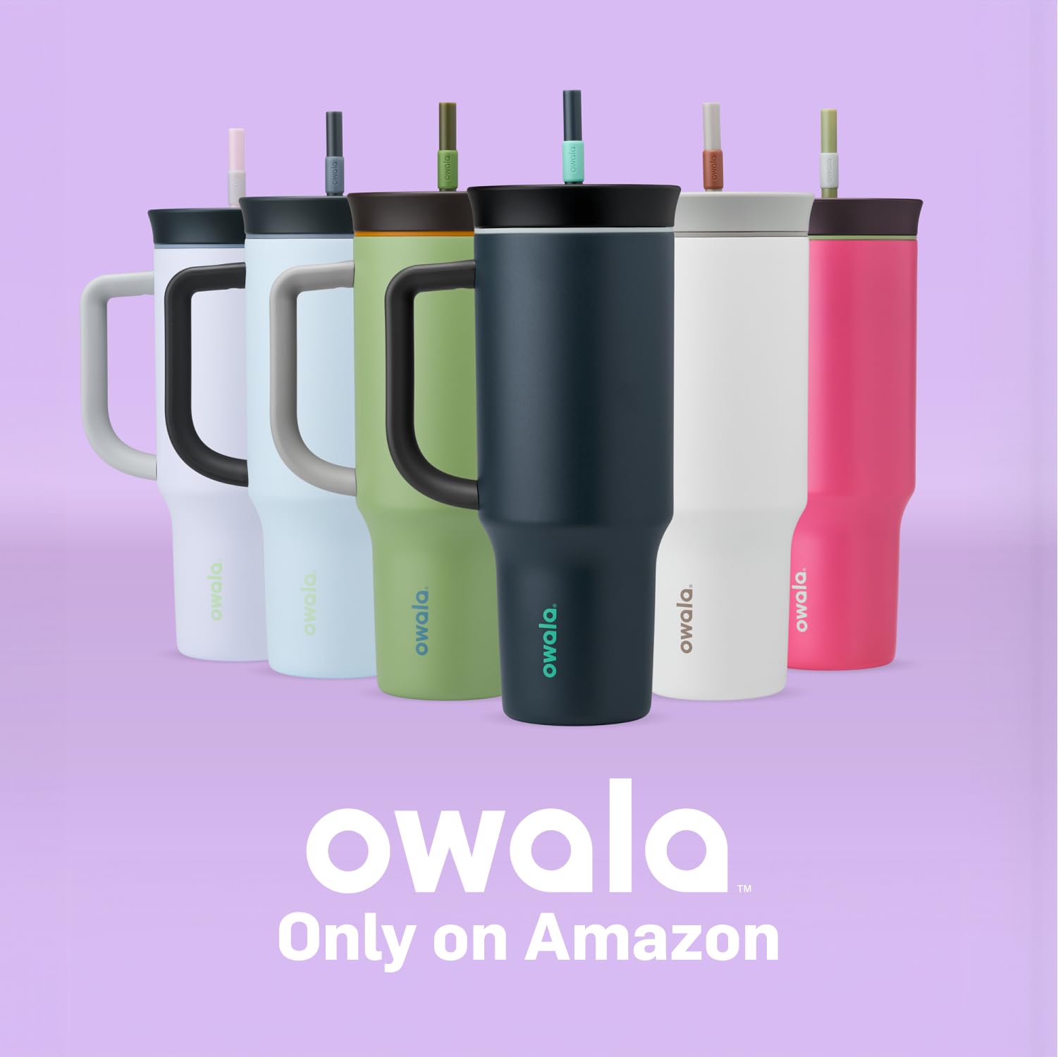 Vaso de Viaje Owala Verde Acero Inoxidable Triple Capa con Tapa Antiderrames y Asa de Transporte