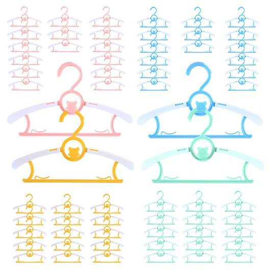 Perchas para bebé para guardería, clóset, paquete de 60 perchas de plástico para niños, ahorro de espacio, antideslizantes, extensibles, de 11 a 14 pulgadas, perchas ajustables para ropa resistente a