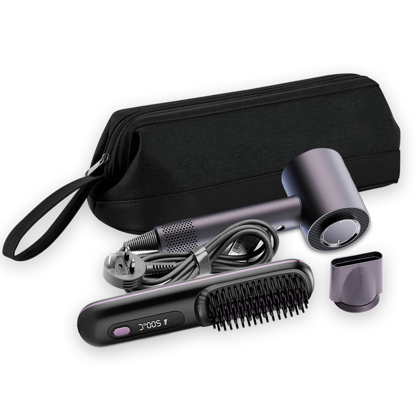 Funda De Viaje,Hair Tools Bolsa De Viaje,Compatible Con Dyson Airwrap/Shark Flexstyle,Adecuado Para Secadores De Pelo, Peines, Planchas De Pelo Y Bolsas De Cosméticos Multifuncionales. (Negro)