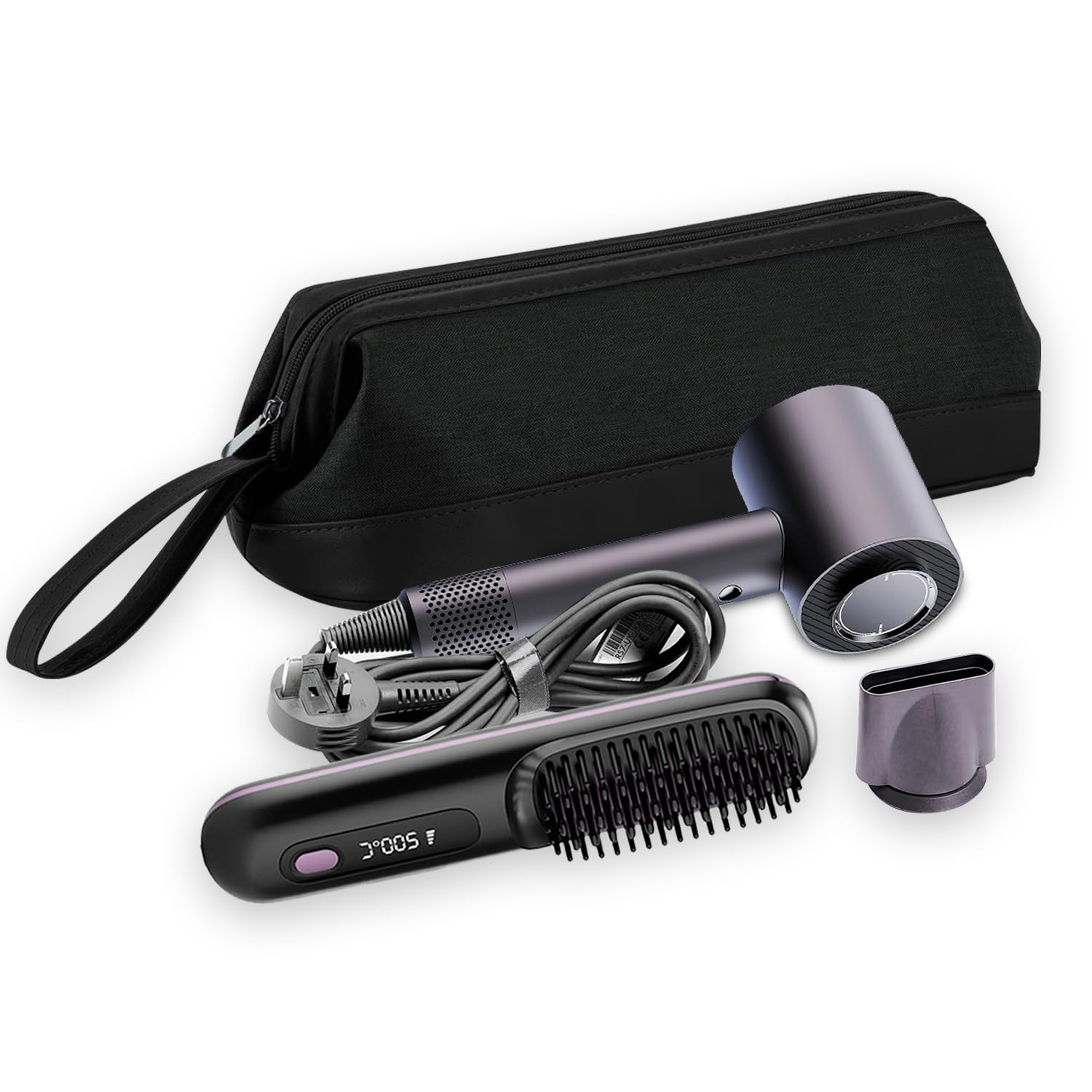 Funda De Viaje,Hair Tools Bolsa De Viaje,Compatible Con Dyson Airwrap/Shark Flexstyle,Adecuado Para Secadores De Pelo, Peines, Planchas De Pelo Y Bolsas De Cosméticos Multifuncionales. (Negro)