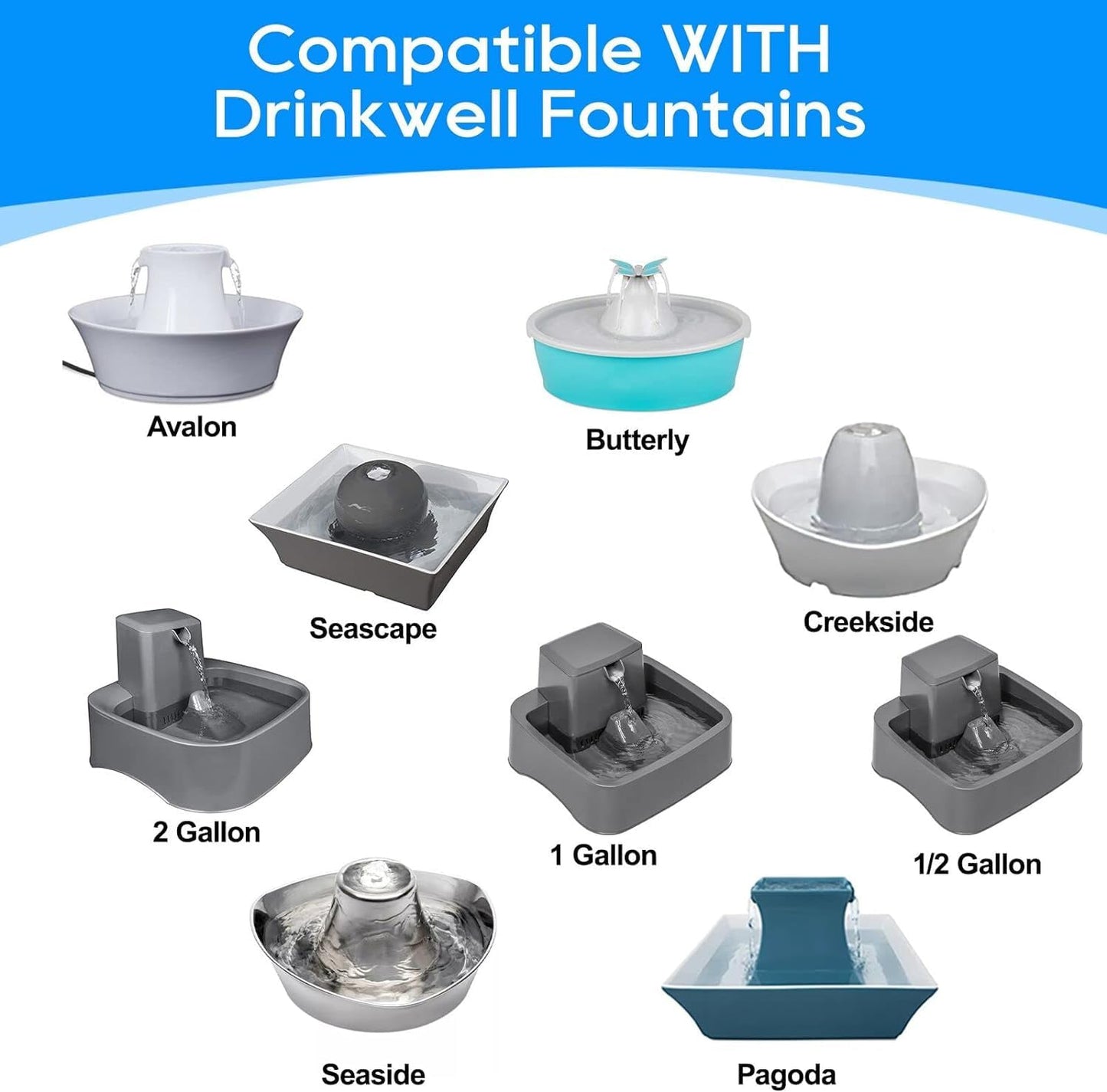 Filtro de Agua MyfatBOSS para Mascotas Drinkwell Avalon Pagoda Seaside Repuesto Carbono