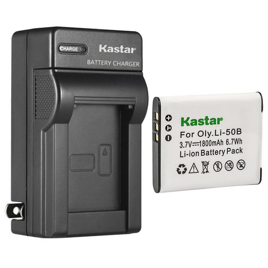 Kastar - Paquete de 1 batería y cargador de pared de CA para Olympus Li-50B Traveller SH-25MR, SP-720UZ, SP-800, SP-800UZ, SP-810, SP-810UZ, SP-815UZ, Stylus 1010, Stylus 1020, Stylus 1030SW, Stylus