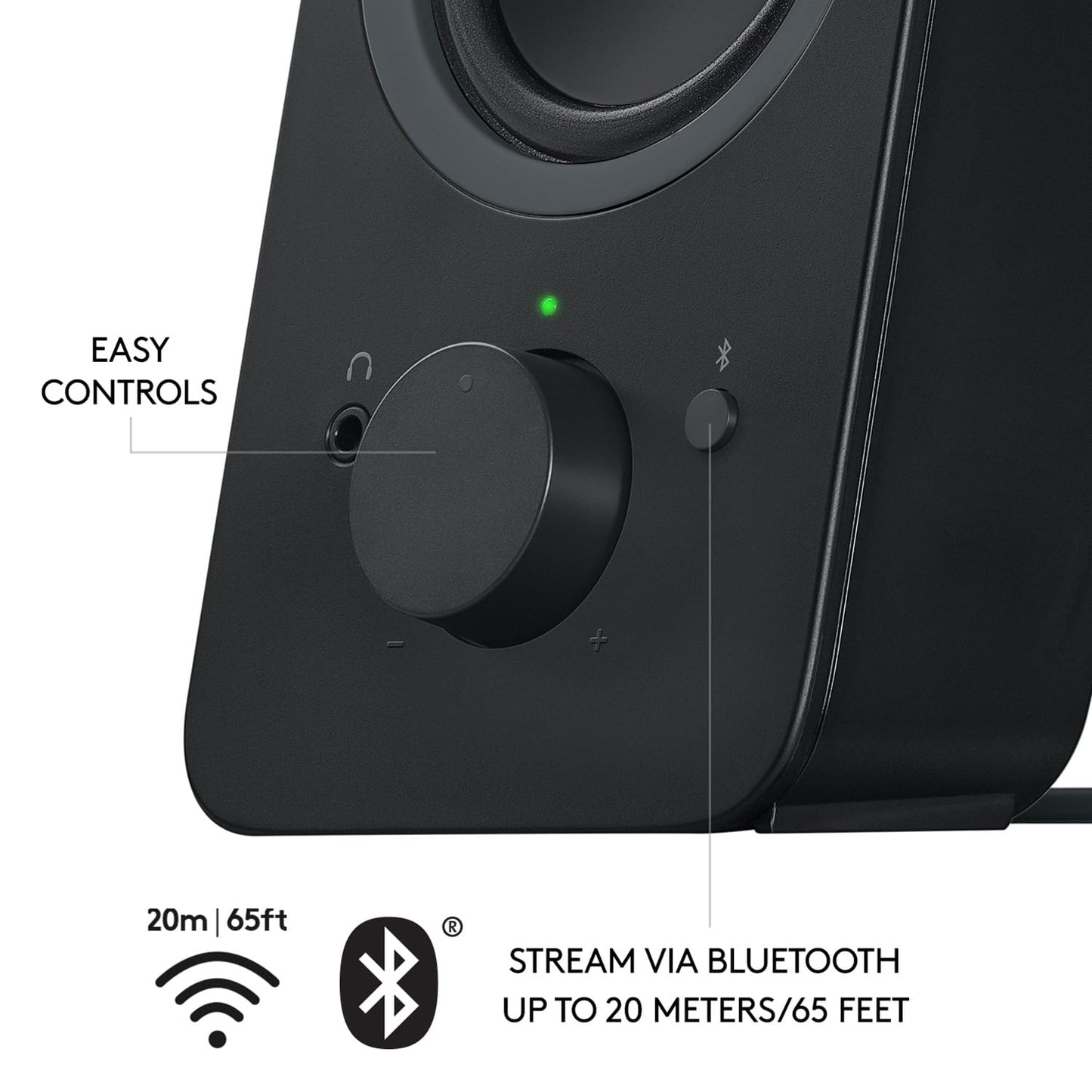 Logitech Z207 Sistema de Bocinas Bluetooth para PC, Sonido Estéreo, 10W de Pico, Entrada Audio 3.5 mm, Toma Auriculares, Multidispositivos, Ordenador/TV/Smartphone/Tablet - Negro