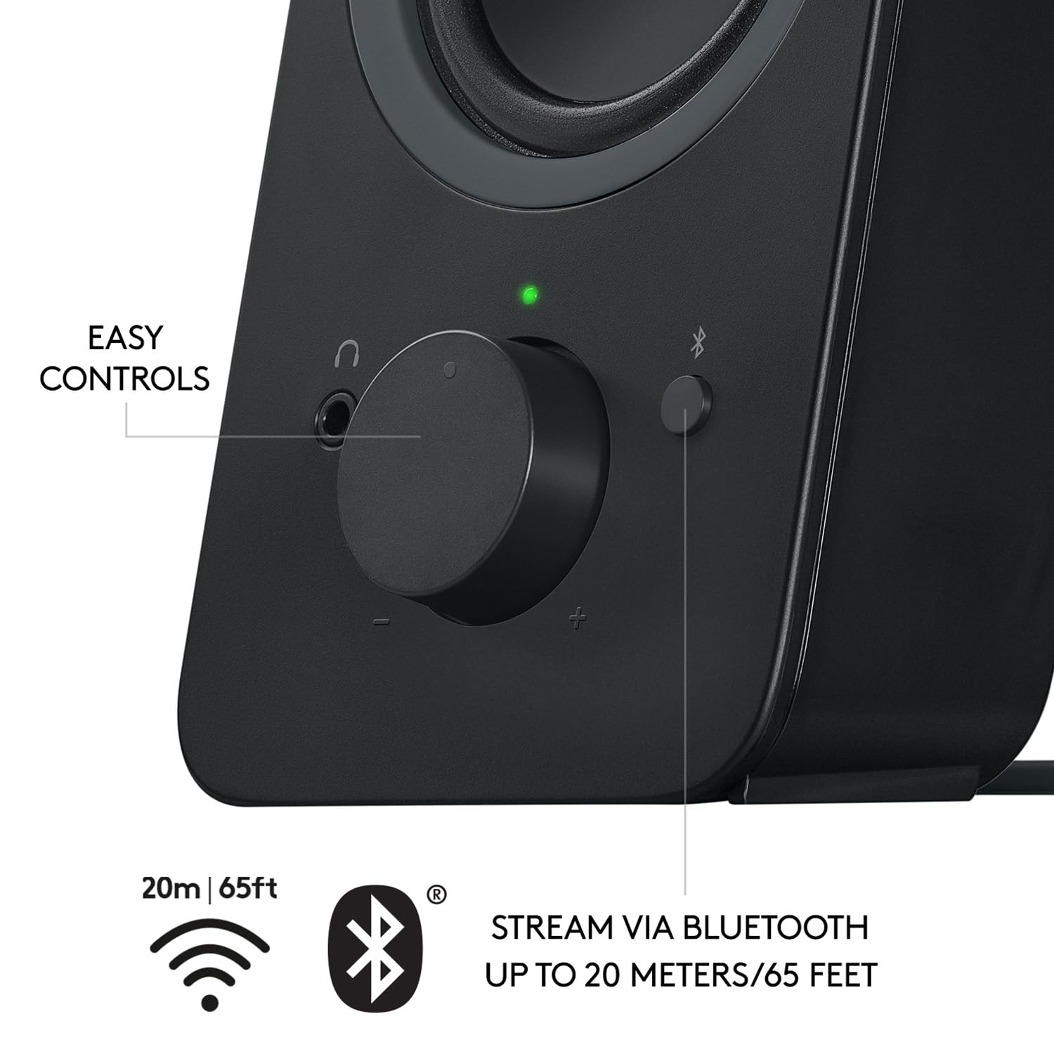 Logitech Z207 Sistema de Bocinas Bluetooth para PC, Sonido Estéreo, 10W de Pico, Entrada Audio 3.5 mm, Toma Auriculares, Multidispositivos, Ordenador/TV/Smartphone/Tablet - Negro