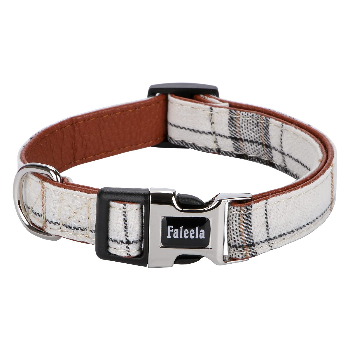 Faleela Collar suave y cómodo para perro, desmontable y ajustable, para mascotas pequeñas, medianas y grandes (S, beige)