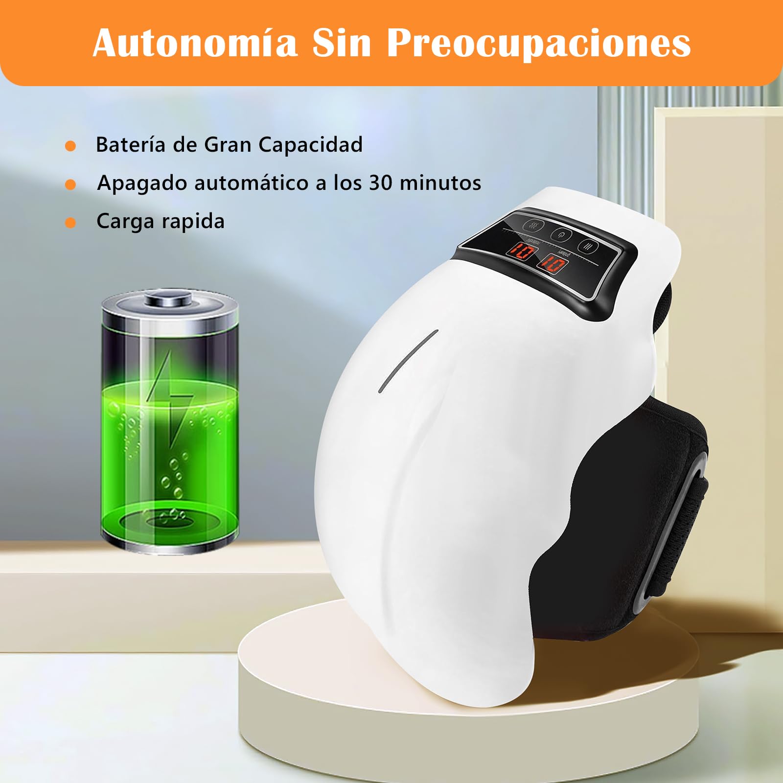 Masajeador de Rodilla,con 9 Niveles de Calor y Masaje Vibratorio,Alivia el Dolor Muscular,Simula el Amasado y Golpeteo de Las Manos Humanas,Transpirable y Cómodo,Sin Restricciones al Usar.