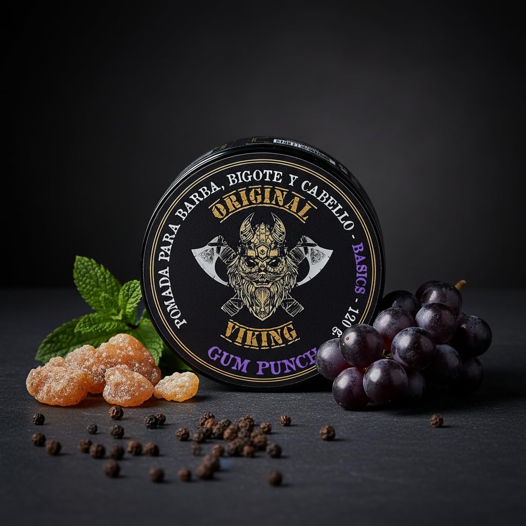 ORIGINAL VIKING Pomada Gum Punch 2 Pack – Pomada para Cabello Hombre Fijación Media con Aroma Dulce y Fresco | Modelado Preciso Larga Duración | Para Cabello y Barba | Vegano, Sin Parabenos, Base Agua | 2 x 120g (240g)