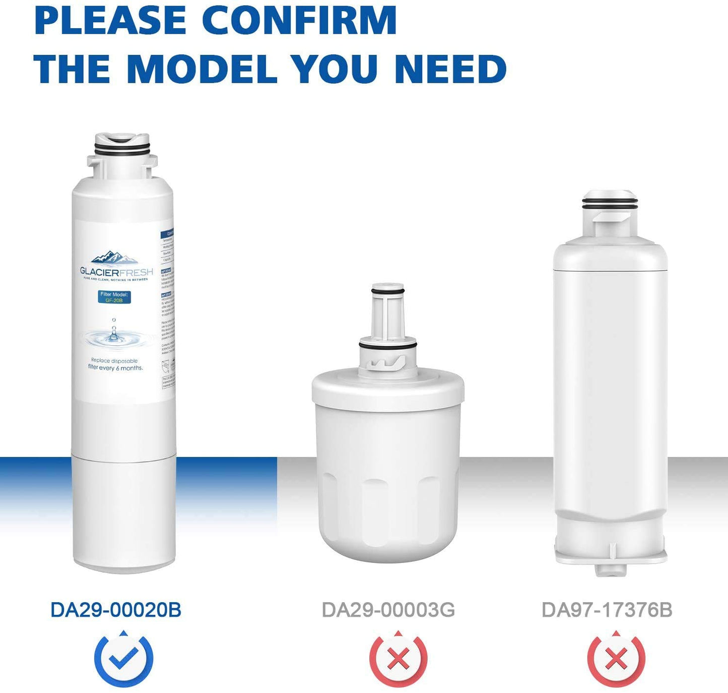 Filtro de Agua Glacier Fresh DA29-00020B para Refrigerador, Reduce 99% del Plomo, Incluye Garantía y Cronómetro